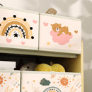 AIYAPLAY 3-Tier Toy Organiser Shelf With 9 Storage Boxes For Bedroom - Blue/Pink