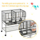 PawHut Double Rolling Bird Cage With Removable Metal Tray And Storage Shelf