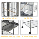 PawHut Double Rolling Bird Cage With Removable Metal Tray And Storage Shelf