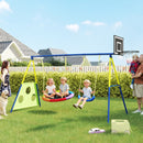 AIYAPLAY 4-in-1 Kids Swing Set With Swing, Basketball Hoop, Football Goal