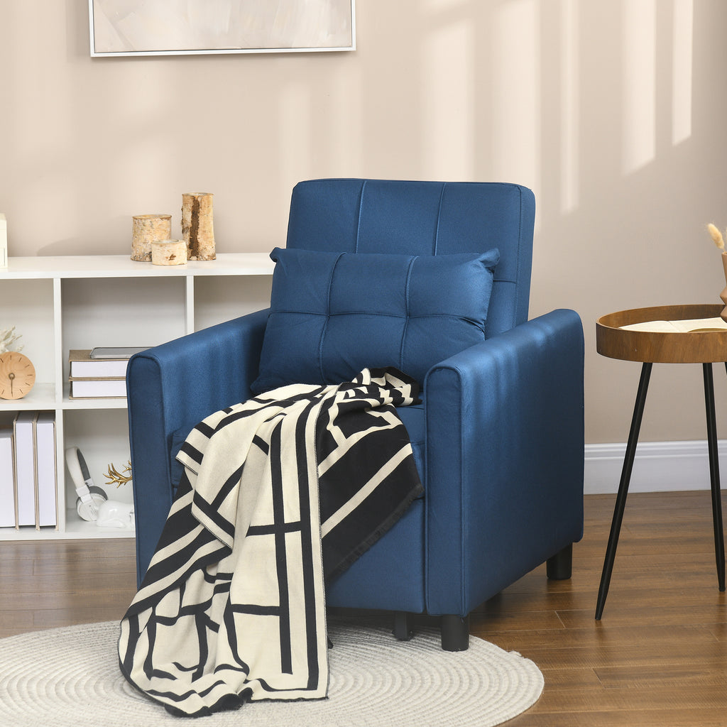 HOMCOM 3 In 1 Pull Out Chair Bed, Convertible Sleeper Chair with Adjus
