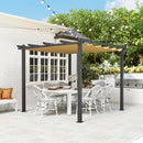 Outsunny 3 x 4m Aluminium Pergola with Retractable Roof, Garden Gazebo Khaki