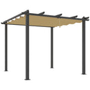 Outsunny 3 x 4m Aluminium Pergola with Retractable Roof, Garden Gazebo Khaki