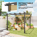 Outsunny 3 x 4m Aluminium Pergola with Retractable Roof, Garden Gazebo Khaki