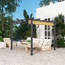 Outsunny 3 x 4m Aluminium Pergola with Retractable Roof, Garden Gazebo Khaki