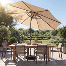 Outsunny 2.7 m Garden Parasol Umbrella with Cross Base, Sandbag, Khaki