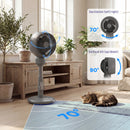 HOMCOM 9" Pedestal Cooling Fan With Adjustable Speed And Mode, Grey