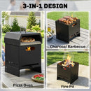 Outsunny 3 in 1 Portable Wood Fired Outdoor Pizza Oven with Handles