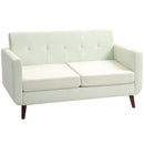 HOMCOM Modern Upholstered Fabric Loveseat Sofa for Living Room, Cream
