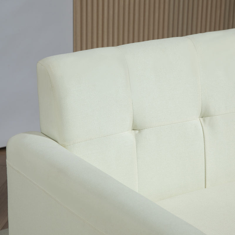 HOMCOM Modern Upholstered Fabric Loveseat Sofa for Living Room, Cream