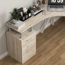 HOMCOM L-Shaped Corner PC Desk Table w/ Drawer Home Office Workstation, Oak