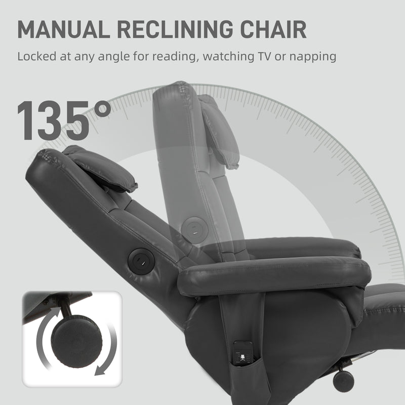 HOMCOM Massage Recliner Chair with Footstool and Hidden Storage