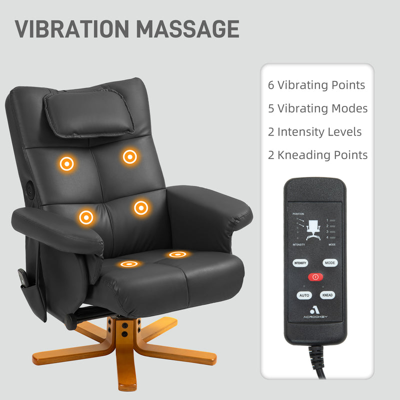 HOMCOM Massage Recliner Chair with Footstool and Hidden Storage
