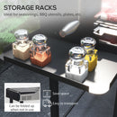 Outsunny Charcoal Spit Roasting Machine w/ 3-Tier Grill Grate & Foldable Shelves