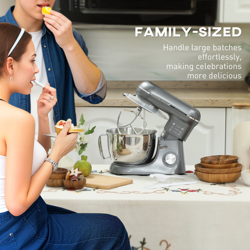 HOMCOM Electric Stand Mixer, 4.5L Food Mixer with Dough Hook, Whisk