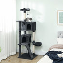 PawHut Cat Tree With Sisal Scratching Posts, Cat Houses, Dark Grey