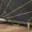 HOMCOM Sideboard Storage Cupboard with Metal Legs for Living Room, Black