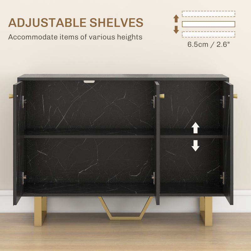 HOMCOM Sideboard Storage Cupboard with Metal Legs for Living Room, Black
