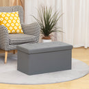 HOMCOM Storage Ottoman Bench, 89L PU Leather Folding Foot Rest, Grey