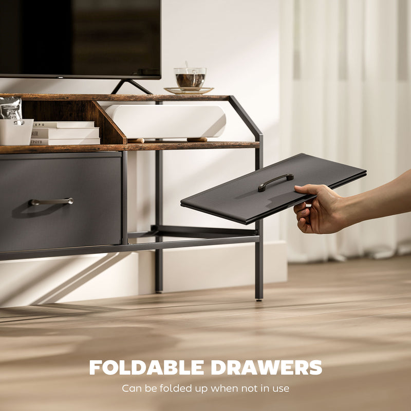 HOMCOM TV Stand Cabinet with 2 Foldable Drawers