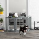 PawHut Freestanding Pet Gate Barrier 3 Pannel w/ Support Feet Light Grey