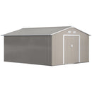 Outsunny Metal Shed 13 x 11ft - Light Grey