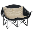 Outsunny Double Camping Chair For Adults With Armrests, Cup Holders - Green/Khaki