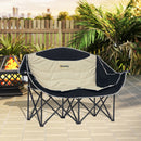 Outsunny Double Camping Chair For Adults With Armrests, Cup Holders - Green/Khaki