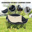 Outsunny Double Camping Chair For Adults With Armrests, Cup Holders - Green/Khaki