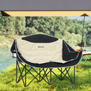Outsunny Double Camping Chair For Adults With Armrests, Cup Holders - Green/Khaki