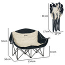 Outsunny Double Camping Chair For Adults With Armrests, Cup Holders - Green/Khaki