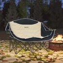 Outsunny Double Camping Chair For Adults With Armrests, Cup Holders - Green/Khaki