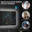 HOMCOM Bathroom Mirror With Bluetooth Clock Lights Demister Pad