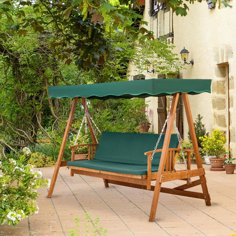 Outsunny Wooden Garden Swing Seat 3 Seater
