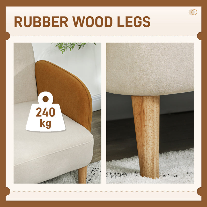 HOMCOM Modern 2 Seater Sofa W/ Rubber Wood Legs 130 X 74 X 76cm