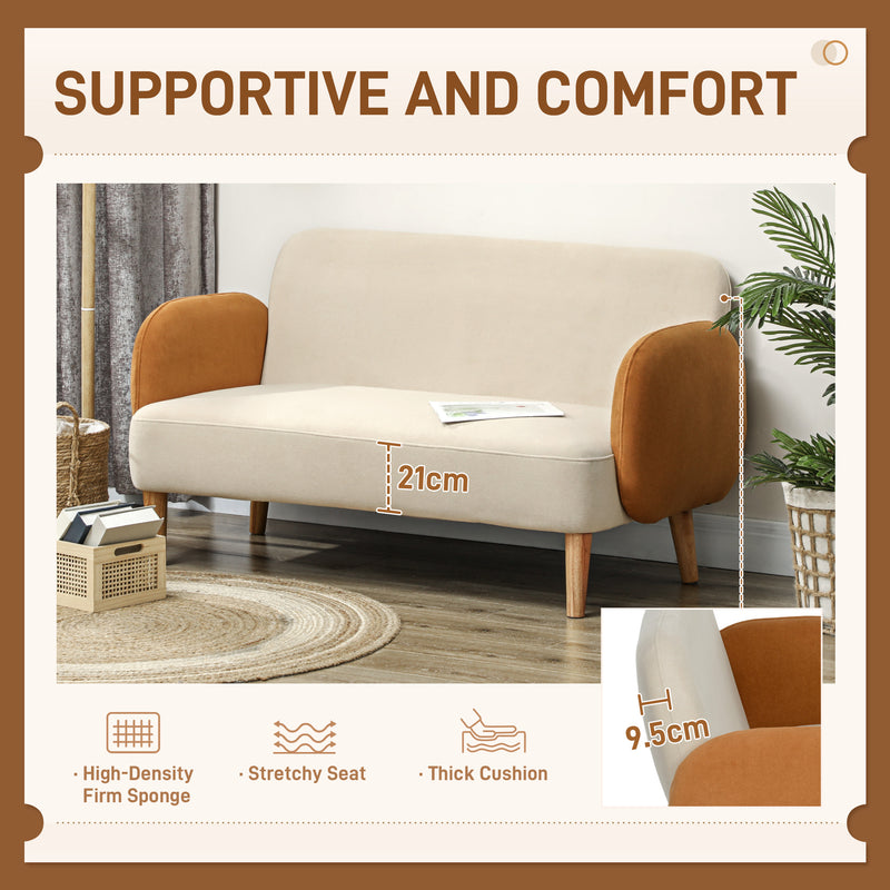 HOMCOM Modern 2 Seater Sofa W/ Rubber Wood Legs 130 X 74 X 76cm