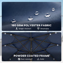 Outsunny 2.8 m Garden Parasol Umbrella with Light, Patio Umbrella, Navy Blue