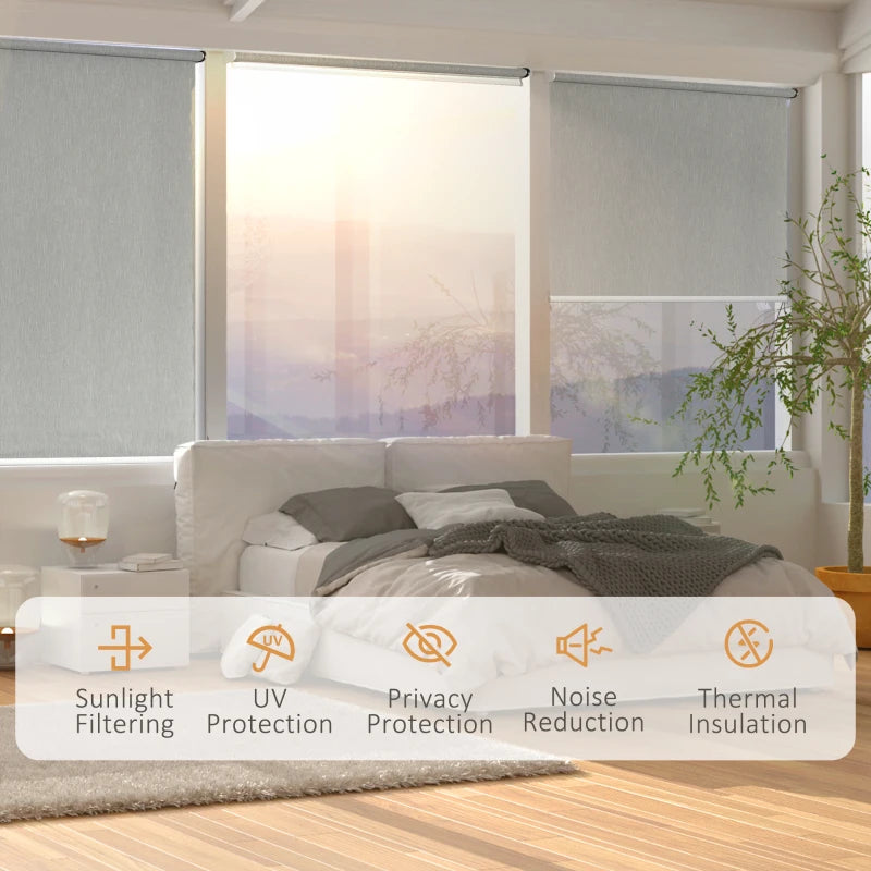 HOMCOM WiFi Smart Roller Blinds 90 x 180cm - Grey