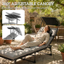 Outsunny Folding Sun Lounger, Sunbed With Canopy, Light Grey