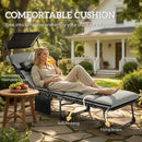 Outsunny Folding Sun Lounger, Sunbed With Canopy, Light Grey