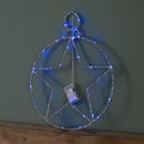 49cm Battery Powered Light up Christmas Silver Star Ball with Twinkling Blue LEDs