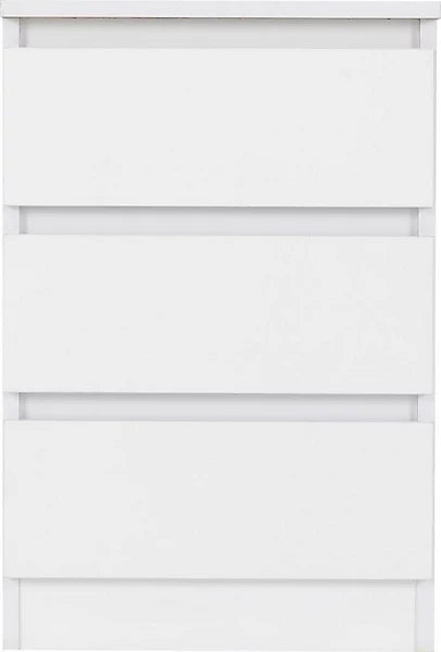 MALVERN 3 DRAWER BEDSIDE - WHITE