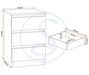 MALVERN 3 DRAWER BEDSIDE - WHITE