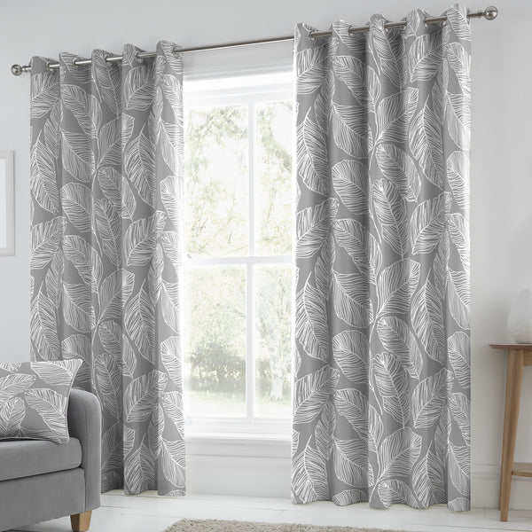 Fusion Matteo Eyelet Curtains in Grey