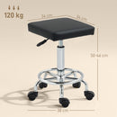 HOMCOM PU Leather Rolling Stool, Height Adjustable Salon Chair