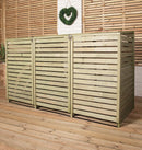 2.02m x 1.22m Large Wooden Outdoor Garden Triple Wheelie Bin Store Storage for 3 Bins