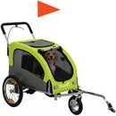 PawHut 2 In 1 Pet Stroller Dog Bike Trailer For Medium Dogs, Green