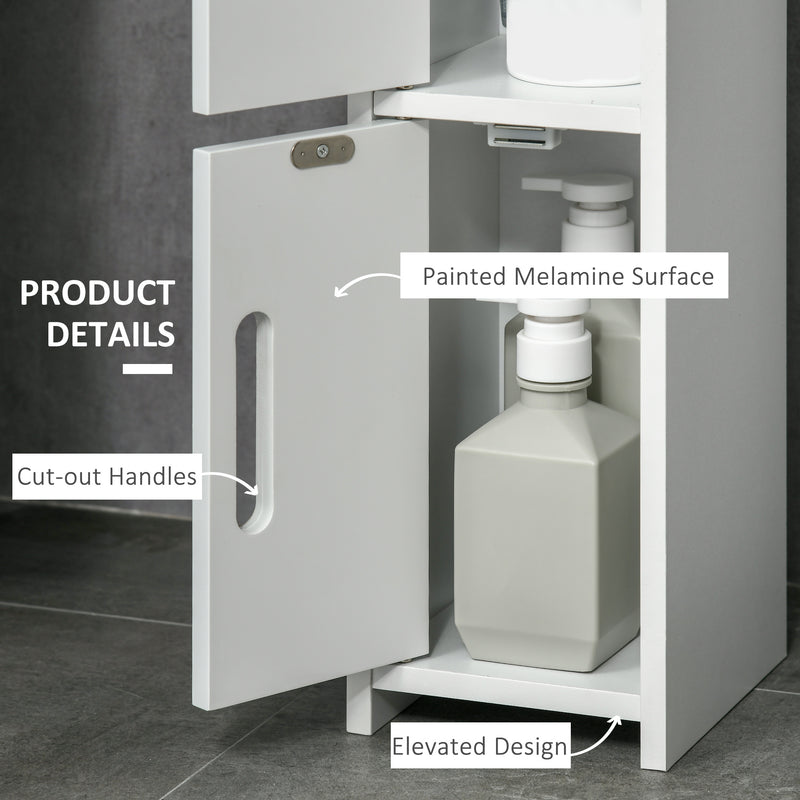 Kleankin Freestanding Bathroom Cabinet W/ Open Shelves 3 Cupboards, White