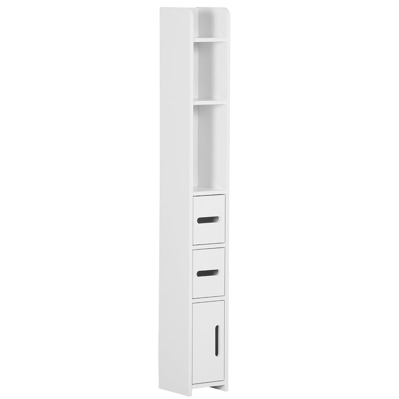 Kleankin Freestanding Bathroom Cabinet W/ Open Shelves 3 Cupboards, White