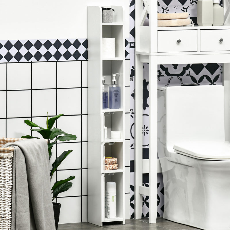 Kleankin Freestanding Bathroom Cabinet W/ Open Shelves 3 Cupboards, White